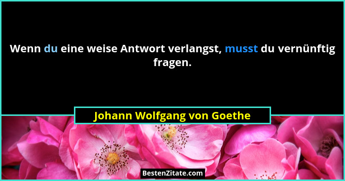 Wenn du eine weise Antwort verlangst, musst du vernünftig fragen.... - Johann Wolfgang von Goethe