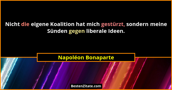 Nicht die eigene Koalition hat mich gestürzt, sondern meine Sünden gegen liberale Ideen.... - Napoléon Bonaparte