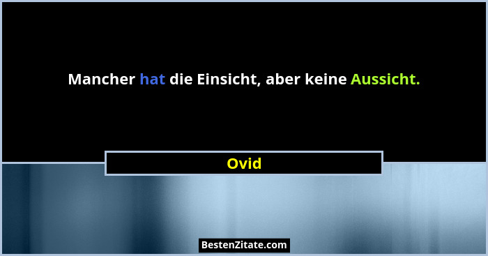 Mancher hat die Einsicht, aber keine Aussicht.... - Ovid