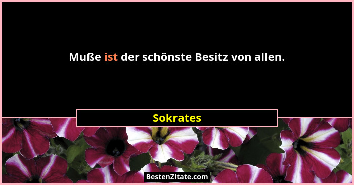 Muße ist der schönste Besitz von allen.... - Sokrates