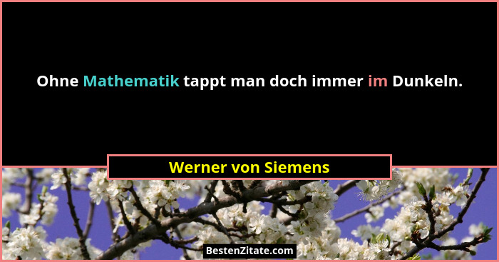 Ohne Mathematik tappt man doch immer im Dunkeln.... - Werner von Siemens