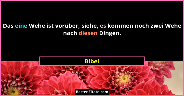 Das eine Wehe ist vorüber; siehe, es kommen noch zwei Wehe nach diesen Dingen.... - Bibel