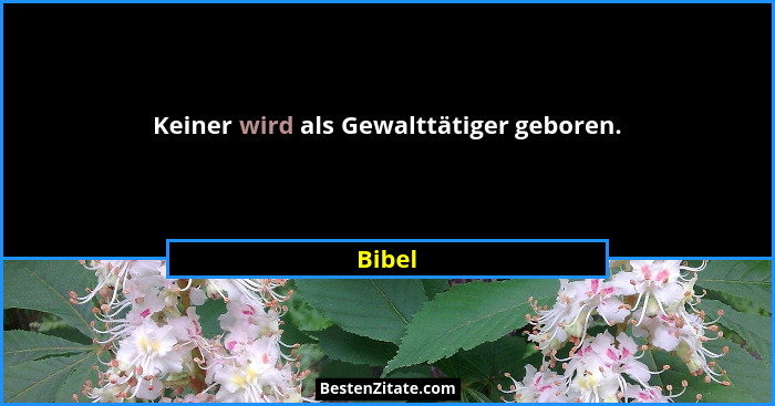 Keiner wird als Gewalttätiger geboren.... - Bibel