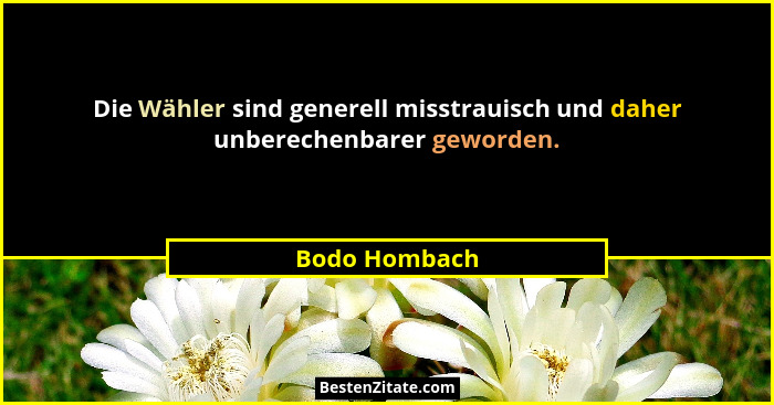 Die Wähler sind generell misstrauisch und daher unberechenbarer geworden.... - Bodo Hombach