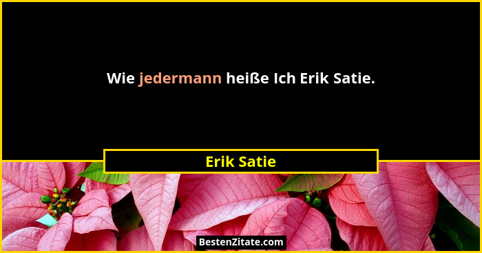 Wie jedermann heiße Ich Erik Satie.... - Erik Satie