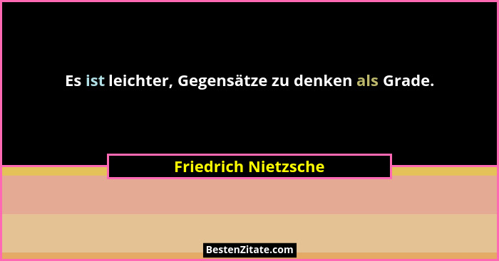 Es ist leichter, Gegensätze zu denken als Grade.... - Friedrich Nietzsche