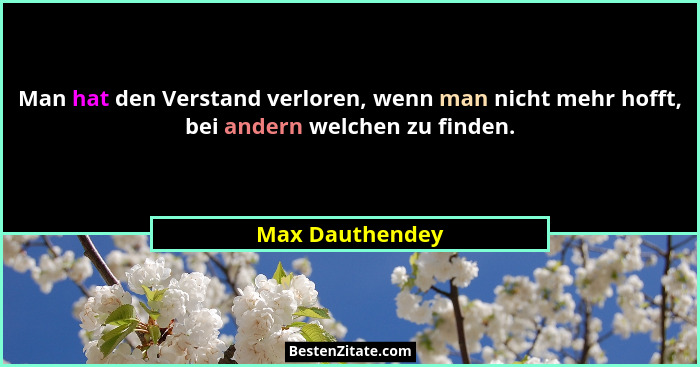 Man hat den Verstand verloren, wenn man nicht mehr hofft, bei andern welchen zu finden.... - Max Dauthendey