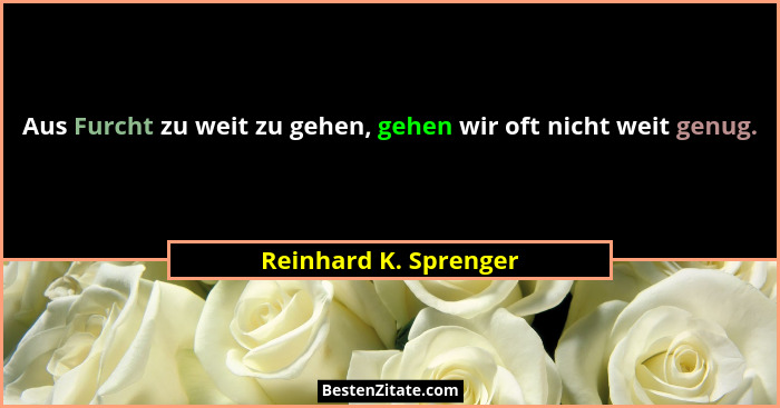 Aus Furcht zu weit zu gehen, gehen wir oft nicht weit genug.... - Reinhard K. Sprenger