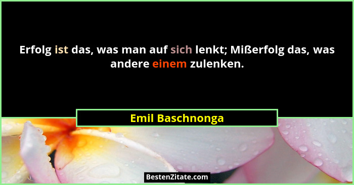 Erfolg ist das, was man auf sich lenkt; Mißerfolg das, was andere einem zulenken.... - Emil Baschnonga