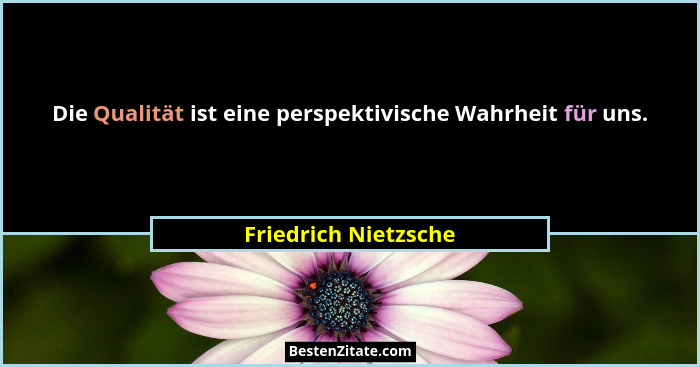 Die Qualität ist eine perspektivische Wahrheit für uns.... - Friedrich Nietzsche