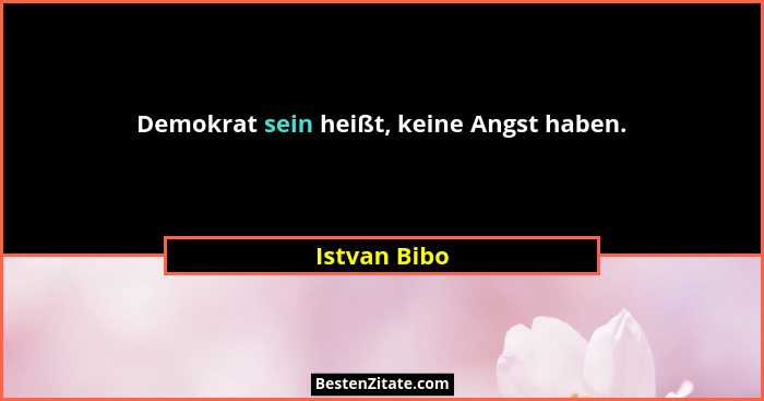 Demokrat sein heißt, keine Angst haben.... - Istvan Bibo