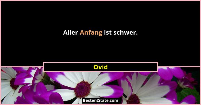 Aller Anfang ist schwer.... - Ovid