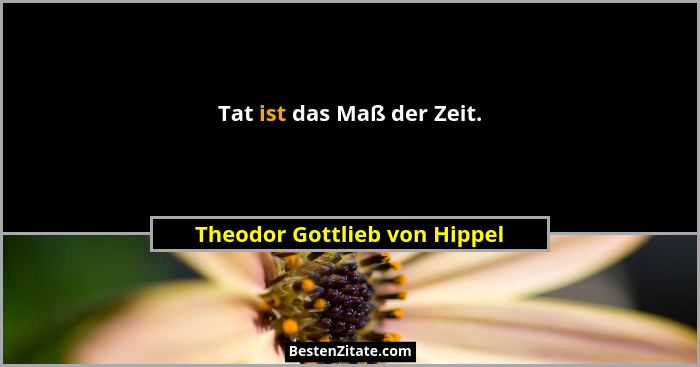 Tat ist das Maß der Zeit.... - Theodor Gottlieb von Hippel