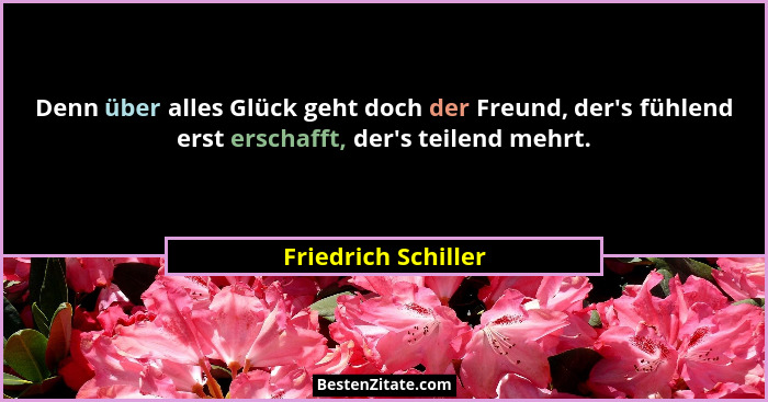 Denn über alles Glück geht doch der Freund, der's fühlend erst erschafft, der's teilend mehrt.... - Friedrich Schiller