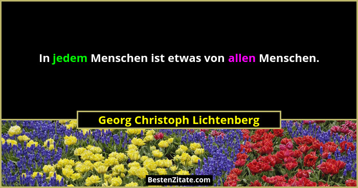 In jedem Menschen ist etwas von allen Menschen.... - Georg Christoph Lichtenberg