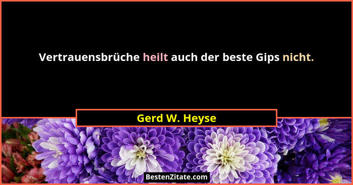 Vertrauensbrüche heilt auch der beste Gips nicht.... - Gerd W. Heyse