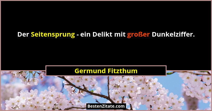 Der Seitensprung - ein Delikt mit großer Dunkelziffer.... - Germund Fitzthum