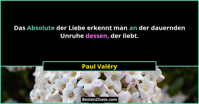 Das Absolute der Liebe erkennt man an der dauernden Unruhe dessen, der liebt.... - Paul Valéry