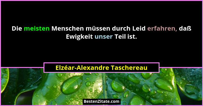 Die meisten Menschen müssen durch Leid erfahren, daß Ewigkeit unser Teil ist.... - Elzéar-Alexandre Taschereau