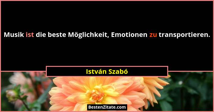 Musik ist die beste Möglichkeit, Emotionen zu transportieren.... - István Szabó