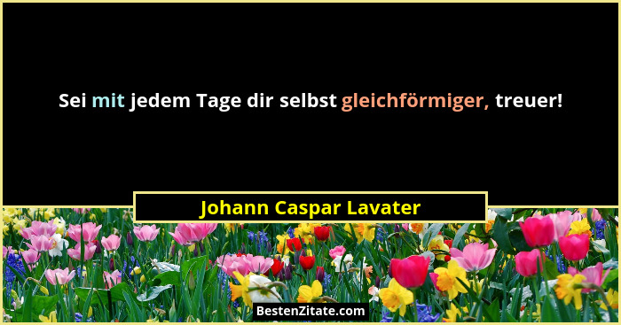 Sei mit jedem Tage dir selbst gleichförmiger, treuer!... - Johann Caspar Lavater