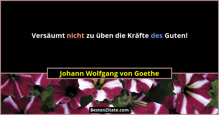 Versäumt nicht zu üben die Kräfte des Guten!... - Johann Wolfgang von Goethe