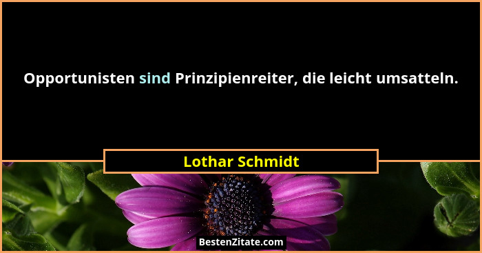 Opportunisten sind Prinzipienreiter, die leicht umsatteln.... - Lothar Schmidt