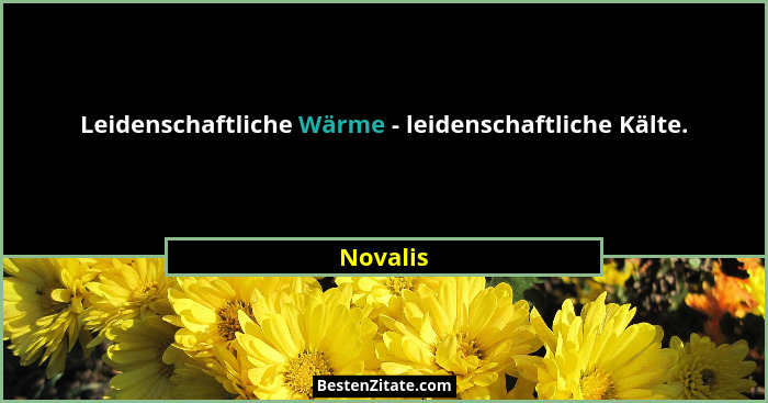 Leidenschaftliche Wärme - leidenschaftliche Kälte.... - Novalis