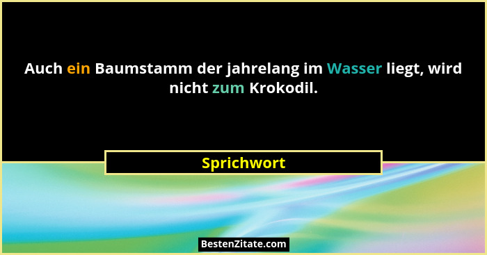 Auch ein Baumstamm der jahrelang im Wasser liegt, wird nicht zum Krokodil.... - Sprichwort