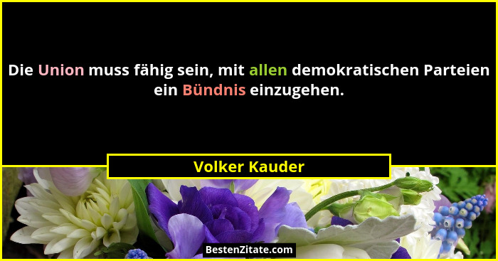 Die Union muss fähig sein, mit allen demokratischen Parteien ein Bündnis einzugehen.... - Volker Kauder