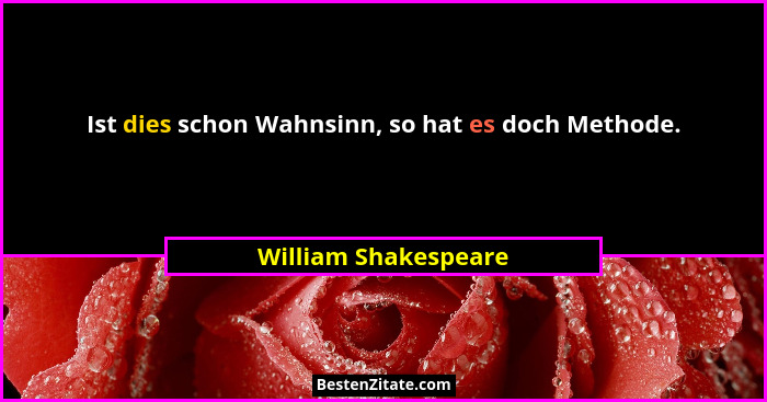 Ist dies schon Wahnsinn, so hat es doch Methode.... - William Shakespeare
