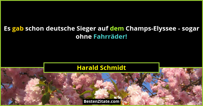 Es gab schon deutsche Sieger auf dem Champs-Elyssee - sogar ohne Fahrräder!... - Harald Schmidt