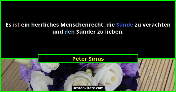 Es ist ein herrliches Menschenrecht, die Sünde zu verachten und den Sünder zu lieben.... - Peter Sirius
