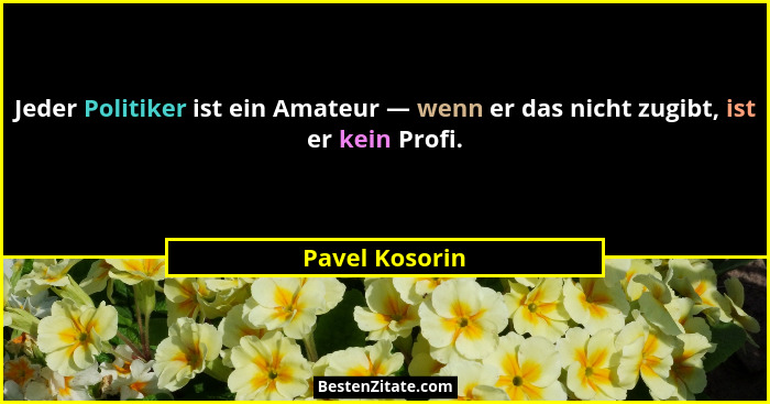 Jeder Politiker ist ein Amateur — wenn er das nicht zugibt, ist er kein Profi.... - Pavel Kosorin
