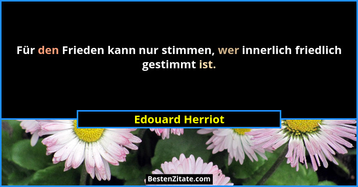 Für den Frieden kann nur stimmen, wer innerlich friedlich gestimmt ist.... - Edouard Herriot