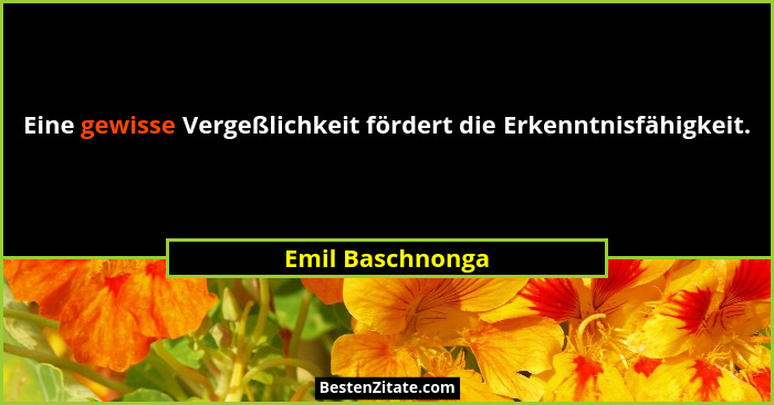 Eine gewisse Vergeßlichkeit fördert die Erkenntnisfähigkeit.... - Emil Baschnonga