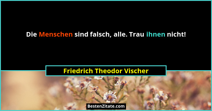 Die Menschen sind falsch, alle. Trau ihnen nicht!... - Friedrich Theodor Vischer