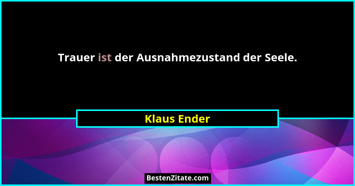 Trauer ist der Ausnahmezustand der Seele.... - Klaus Ender