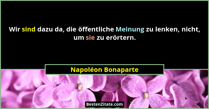 Wir sind dazu da, die öffentliche Meinung zu lenken, nicht, um sie zu erörtern.... - Napoléon Bonaparte