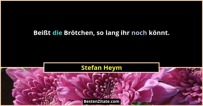 Beißt die Brötchen, so lang ihr noch könnt.... - Stefan Heym