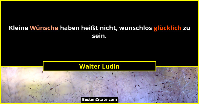 Kleine Wünsche haben heißt nicht, wunschlos glücklich zu sein.... - Walter Ludin