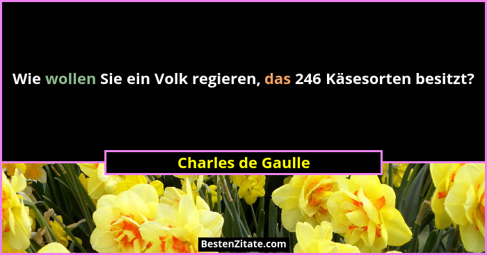 Wie wollen Sie ein Volk regieren, das 246 Käsesorten besitzt?... - Charles de Gaulle