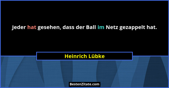Jeder hat gesehen, dass der Ball im Netz gezappelt hat.... - Heinrich Lübke