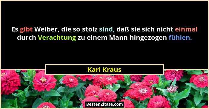Es gibt Weiber, die so stolz sind, daß sie sich nicht einmal durch Verachtung zu einem Mann hingezogen fühlen.... - Karl Kraus