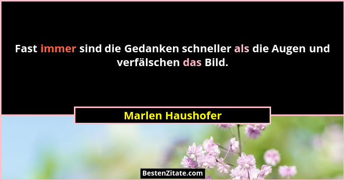 Fast immer sind die Gedanken schneller als die Augen und verfälschen das Bild.... - Marlen Haushofer