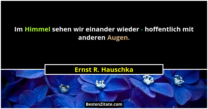 Im Himmel sehen wir einander wieder - hoffentlich mit anderen Augen.... - Ernst R. Hauschka