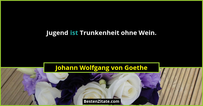 Jugend ist Trunkenheit ohne Wein.... - Johann Wolfgang von Goethe