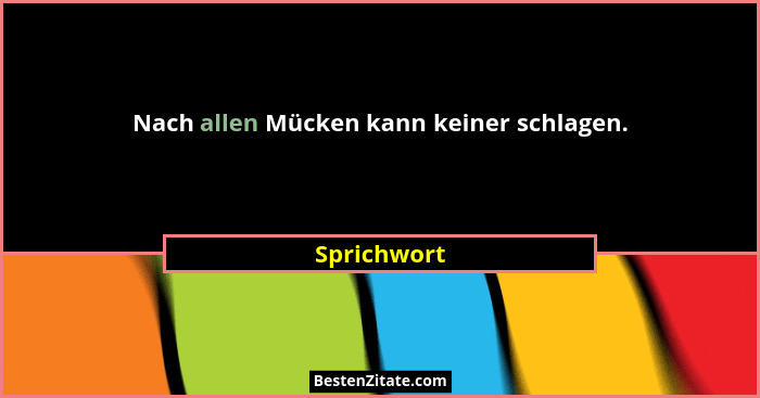 Nach allen Mücken kann keiner schlagen.... - Sprichwort