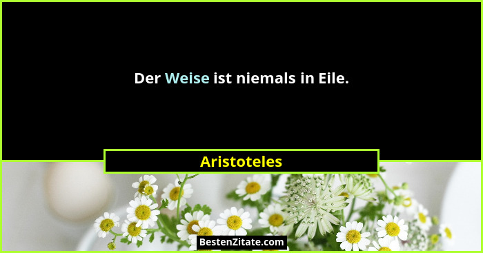 Der Weise ist niemals in Eile.... - Aristoteles