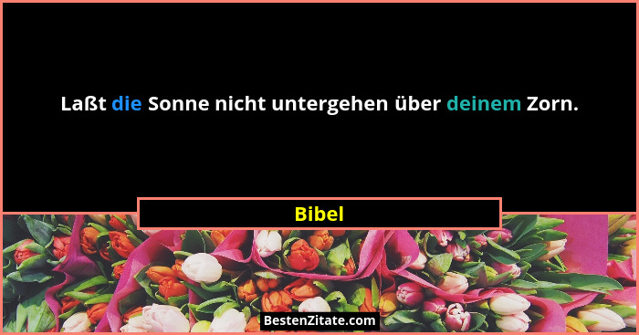 Laßt die Sonne nicht untergehen über deinem Zorn.... - Bibel